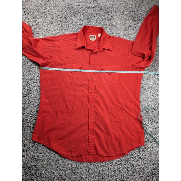 Vintage Ely Cattleman Shirt Mens 17 Red Long Sleeve Pearl Snap Cowboy Rodeo - Picture 3 of 6